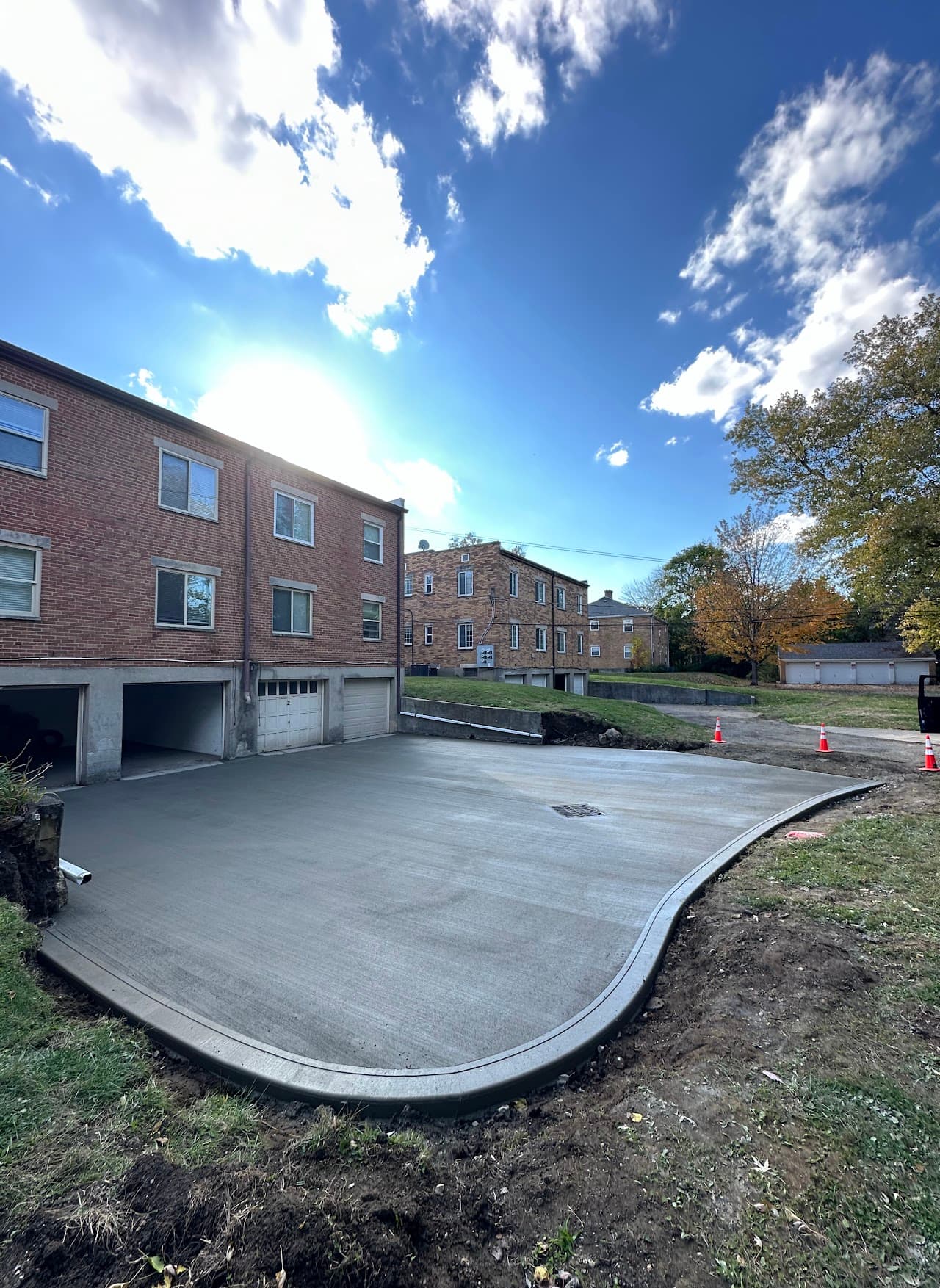 Curved concrete apartment driveway, Dayton area